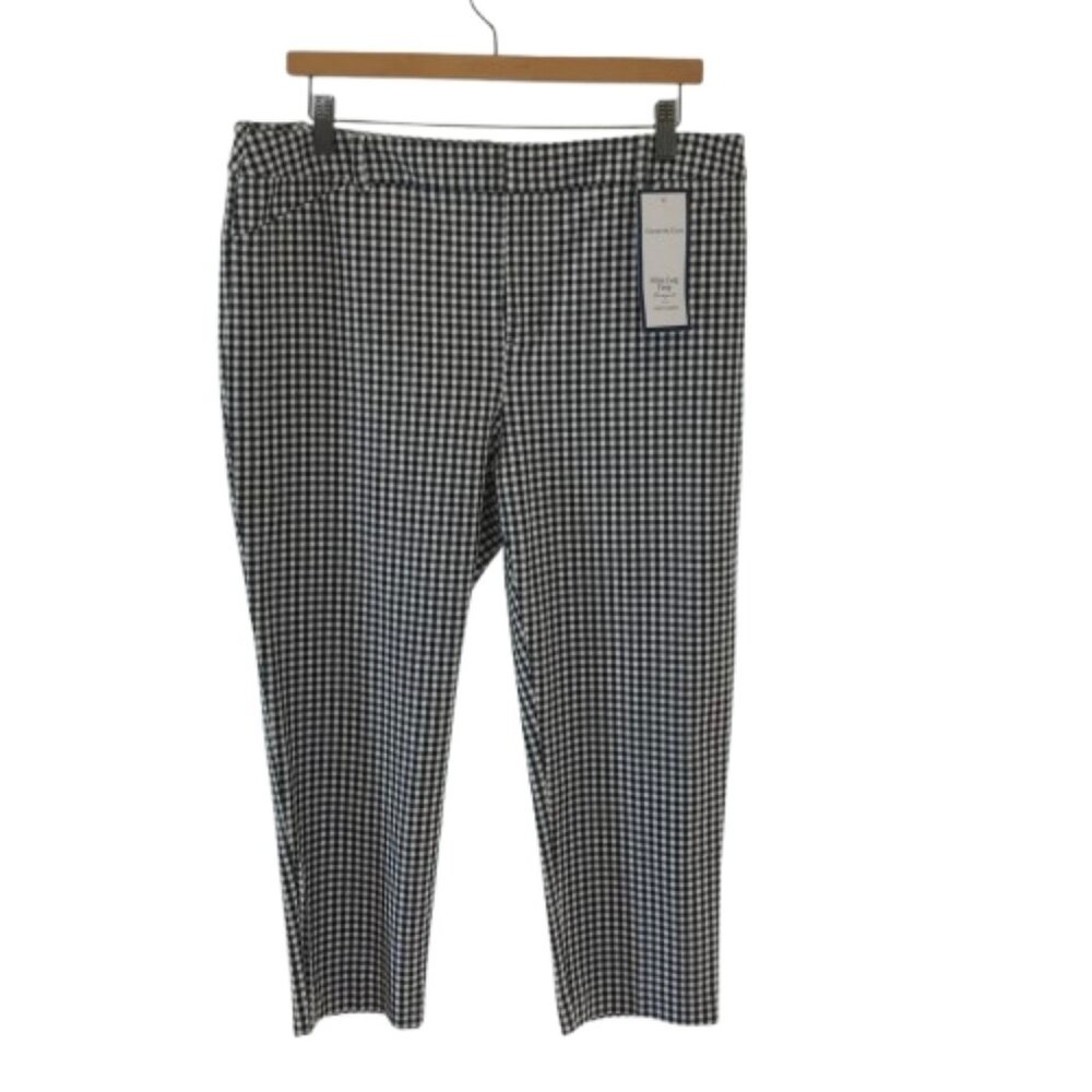 NWT Charter Club Womens Petite Size 14 14P Newport Check Slim Leg Crop Pants NEW